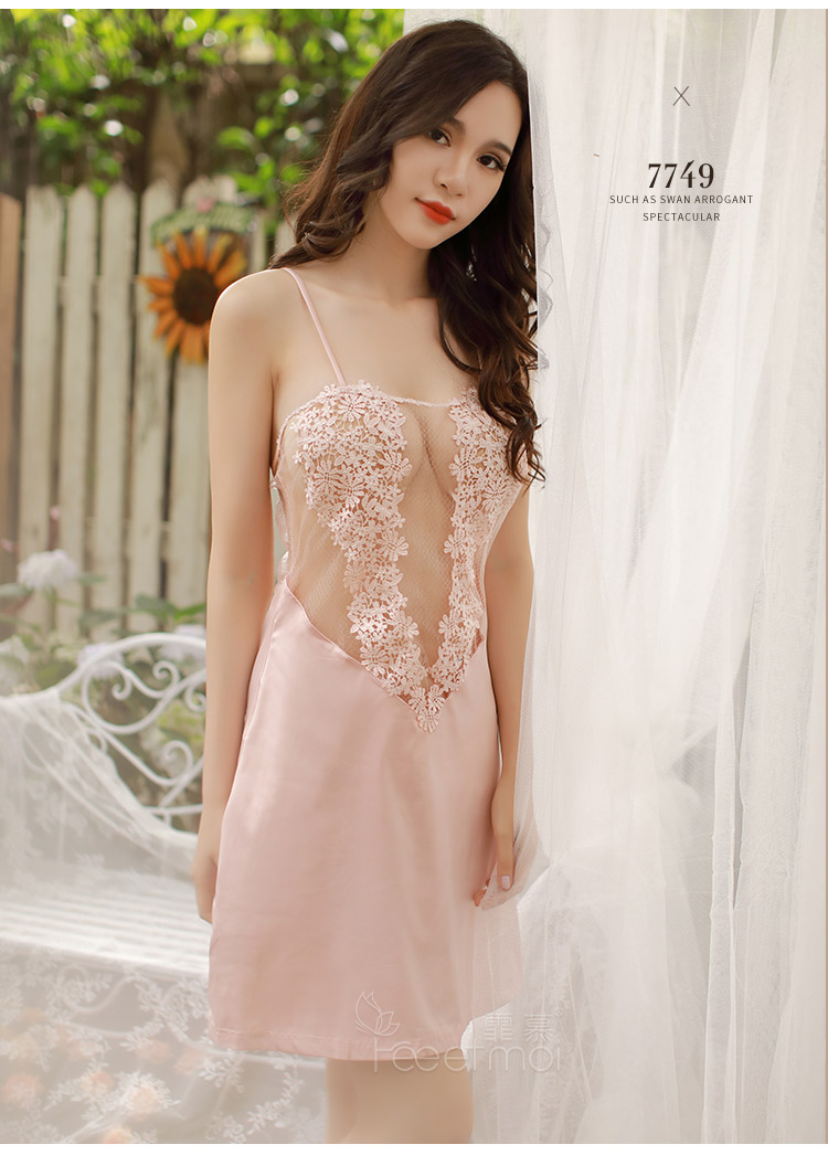 Envy đồ ngủ gợi cảm mô phỏng lụa backless quai váy ngủ lụa băng phối cảnh rộng kích thước lớn nữ mùa hè mỏng có thể được mặc đầm nữ de thương