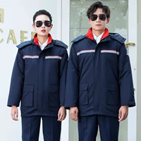 [Антистатическое съемное хлопковое пальто 008] Темно-синий.