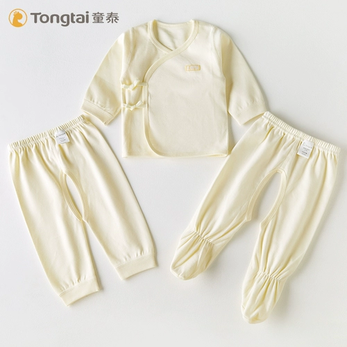 童泰 Осенний комбинезон для новорожденных для младенца, лонгслив подходит для мужчин и женщин для девочек, нижнее белье, комплект, 0-3 мес., 3 предмета