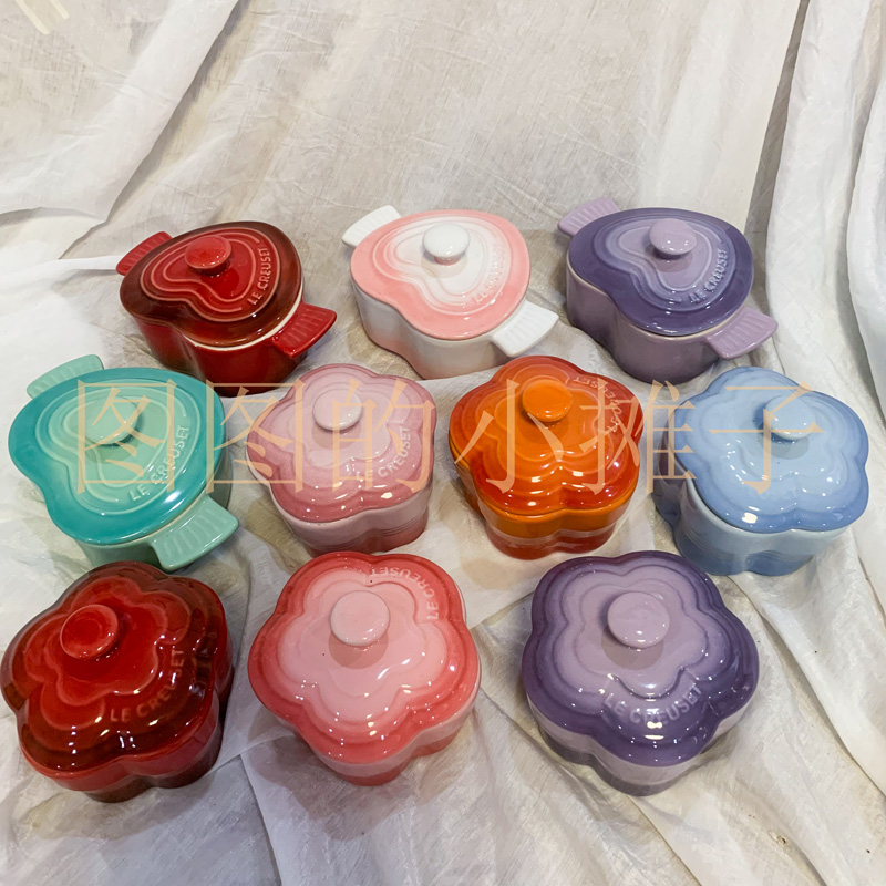 K's foreign trade gradient binaural love small stew cup dessert cup ceramic small bowl storage box storage tank food supplement with cover