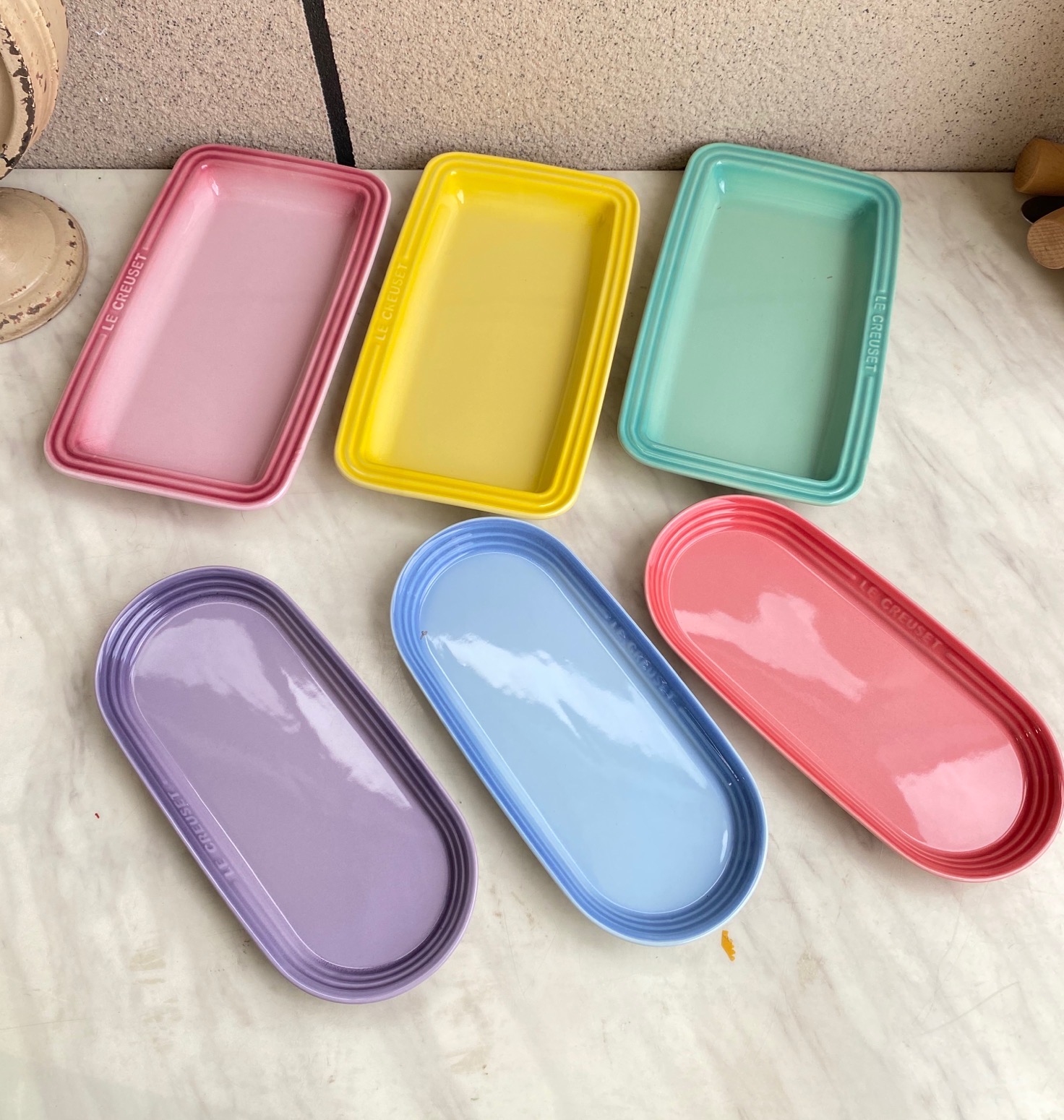 K Home Foreign Trade Rectangular Dish Baking Tray Cool color ceramic Gradual Layer Dessert Pure Color Dish Glaze Lower Color Square Cutlery