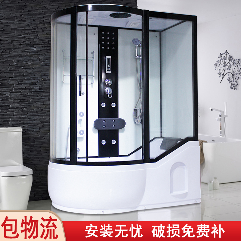 Integrated shower, integrated bath, partitioned powder room, bathroom, glass doors, integrated bathroom, bathtub