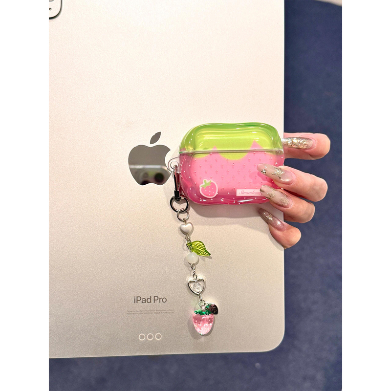 Vintage Dopamine Pink Strawberry Case for AirPods 4Th Generation, Compatible with Apple AirPods Pro 3Rd Generation, Wireless Bluetooth 1/2/3Rd Generation, Soft Silicone Pro2 Shockproof Pro 3Rd Generation Women's Model