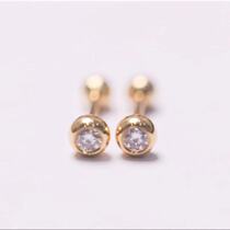 Color gold 18K Bubble earrings rose gold yellow platinum screws screw diamond 1 point 3 points 5 points men and women ear bone nail inlay