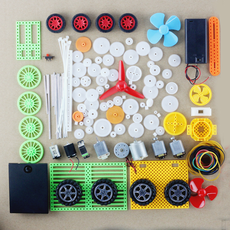 Complete Collection of Plastic Gear Accessories, Nylon Pinion Gears, Pulleys, DIY Handmade Small Motor Toy Kit, Small Car