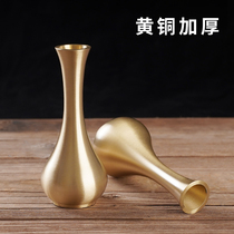 Pure copper home living room Creative retro vase Tea Road flower illustrator Dry vase creative pendulum Jade Net Bottle Trumpet
