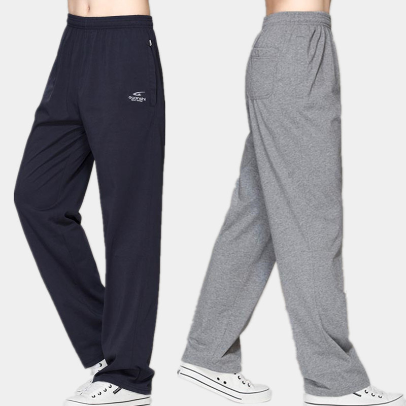 Pure Cotton Men's Sweatpants, Stretchy Summer Men's Pants, Thin Casual Pants, High-Waisted, Loose, Plus Size Men's Running Pants