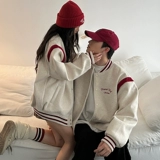 Бейсбольная форма для влюбленных, осенняя демисезонная брендовая парная одежда, шерстяная куртка для отдыха, в американском стиле, свободный крой, с вышивкой