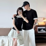 Tide, небольшая дизайнерская летняя парная одежда для влюбленных, футболка с коротким рукавом, комплект, тренд сезона, по фигуре