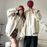 Бейсбольная форма для влюбленных, осенняя демисезонная брендовая парная одежда, шерстяная куртка для отдыха, в американском стиле, свободный крой, с вышивкой