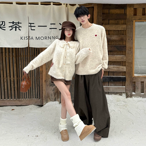 Свитер подходит для мужчин и женщин, осенняя демисезонная кружевная парная одежда для влюбленных, кардиган