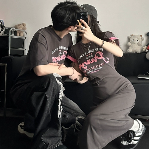 Tide, летняя парная одежда для влюбленных, дизайнерская футболка с коротким рукавом, длинная юбка, в американском стиле, тренд сезона