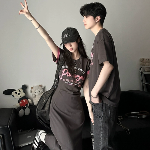 Tide, летняя парная одежда для влюбленных, дизайнерская футболка с коротким рукавом, длинная юбка, в американском стиле, тренд сезона