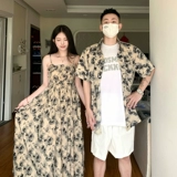 Летняя парная одежда для влюбленных, рубашка, длинная юбка, платье, короткий рукав, французский стиль