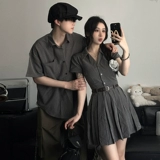 Небольшая дизайнерская летняя парная одежда для влюбленных, рубашка, корсет, платье, юбка, тренд сезона, короткий рукав