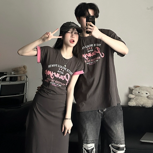 Tide, летняя парная одежда для влюбленных, дизайнерская футболка с коротким рукавом, длинная юбка, в американском стиле, тренд сезона