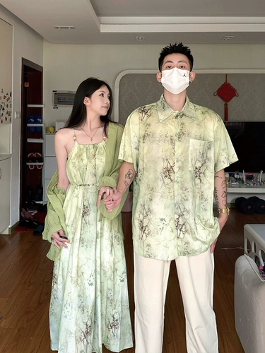 Летняя парная одежда для влюбленных, рубашка, ретро платье, комплект, юбка, китайский стиль