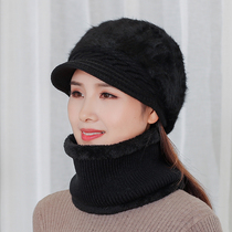 Hat female grandmother autumn and winter rabbit hair thickened warm mother hat winter middle-aged wife knitted wool cotton hat