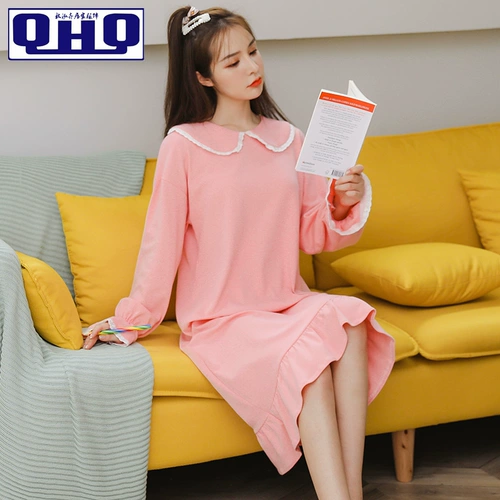 Осенний хлопковый лонгслив, пижама для принцессы, зимняя длинная милая хлопковая юбка, в корейском стиле, большой размер