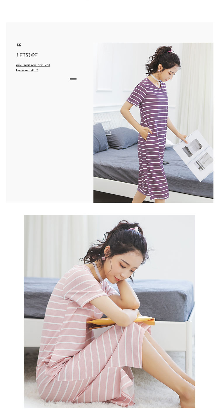 Hàn Quốc phiên bản của dễ thương ngắn tay mùa hè nightdress mùa hè bông tươi ngọt ngào đoạn dài đồ ngủ sinh viên lỏng kích thước lớn