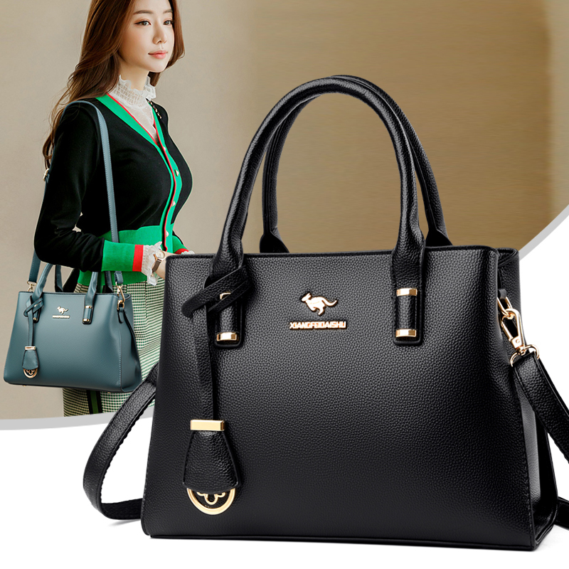 Kangaroo Leather Handbag for Women, Large Capacity, 2026 Popular Style, Middle-Aged Ladies, Mom's Bag, Versatile Crossbody Cowhide Bag