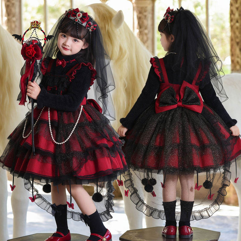 Girls' Lolita Princess Dress Halloween Children's Costume Birthday Suit Autumn and Winter Baby Dress Puffy Skirt Girls' Lolita Princess Dress Halloween Children's Costume Birthday Suit Autumn and Winter Baby Dress Puffy Skirt