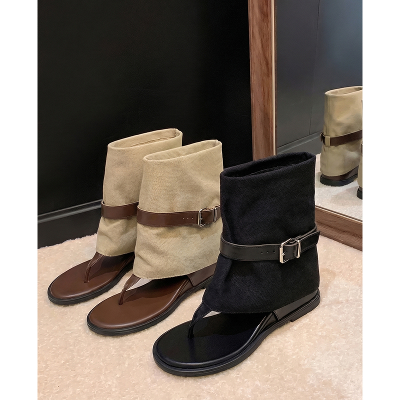 Super Popular Petite Women's Thong-Toe Roman Sandals Summer 2026 Wedge Flip-Flops Thick-Soled Short Boots