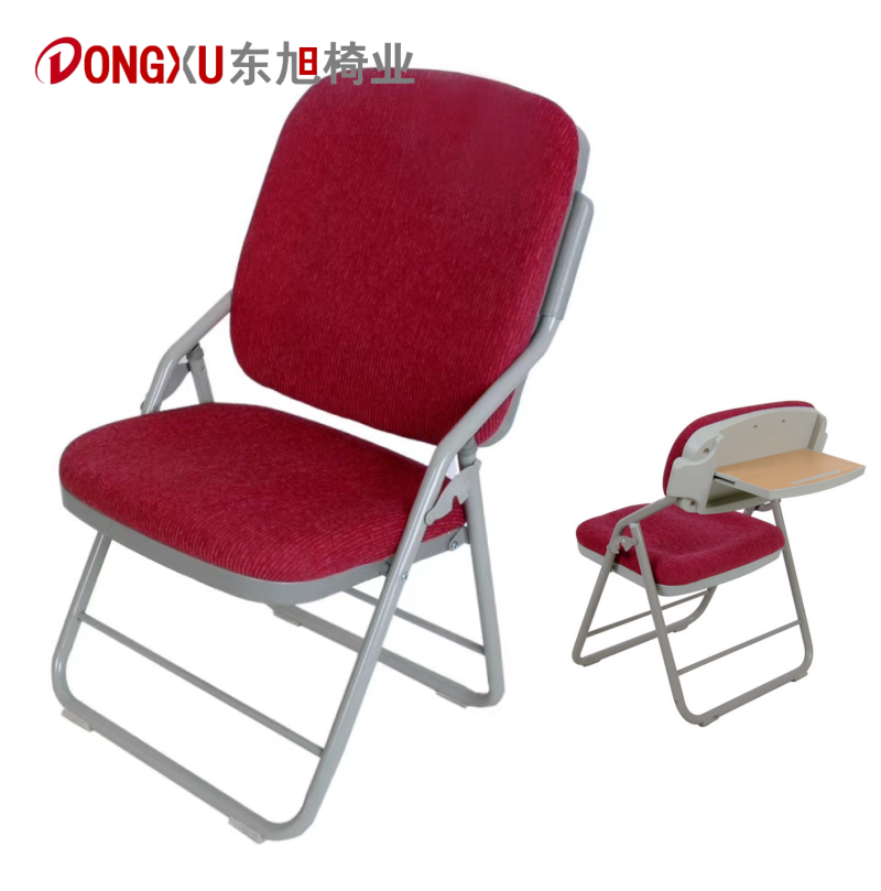 Red folding auditorium chair church chair with writing board leather Christian church chair integrated conference training chair