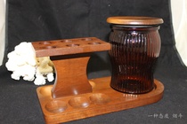 Second-hand American Fairfax walnut with tobacco storage jar 6-position pipe rack FF198