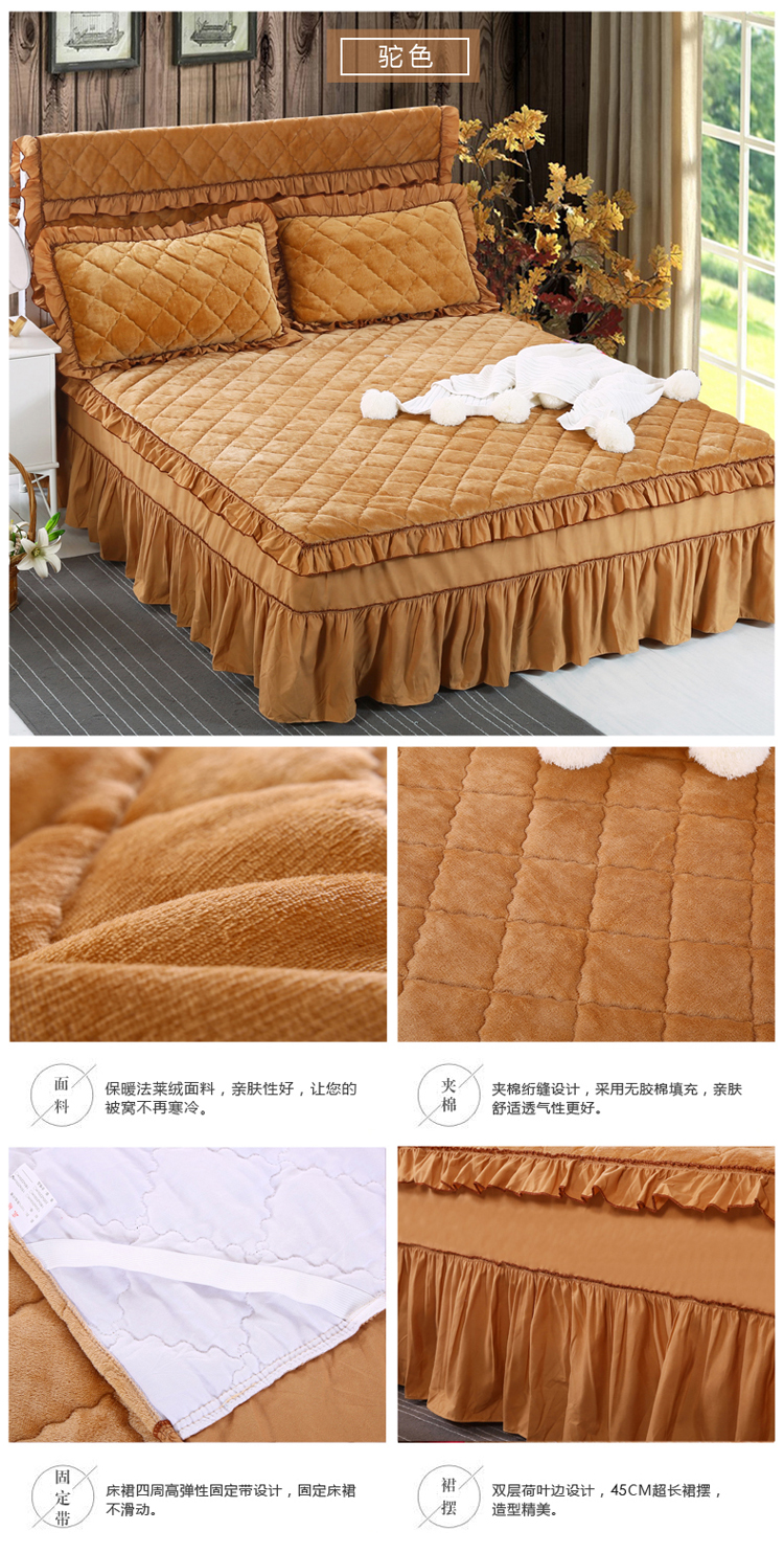 Mùa thu và mùa đông flannel quilted bed bed bed đơn mảnh dày ấm cộng với bông giường nhóm giường trải giường bao gồm gối drap giường có viền