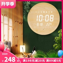  LED electronic clock wall clock living room household mute Nordic creative simple modern clock wall hanging light luxury decoration