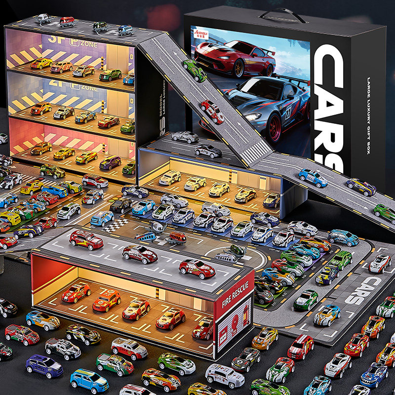 Alloy toy car set, car racing, boys' and children's birthday gifts, 2 model gift boxes, 3 to 6 years old, 5 babies