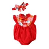 Летний детский красный комбинезон для девочек, боди, платье, китайский стиль, наряд на выход