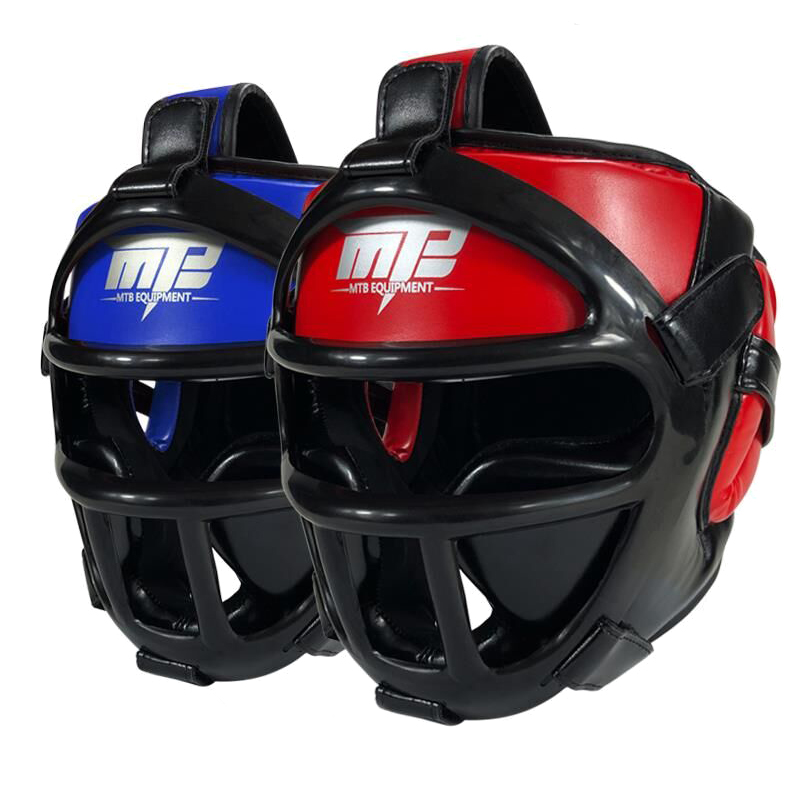 MTB Full Protective HeadGuard Boxing Helmet Fully Enclosed Beam Taekwondo Sanda Thai Fist Sleeve Nose Bridge Protector