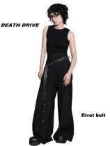 DEATH DRIVE Niche Design Bull Leather Punk Necklace Ceinture With Heavy Work Rivet Pants Chaîne daccessoires multifonctions