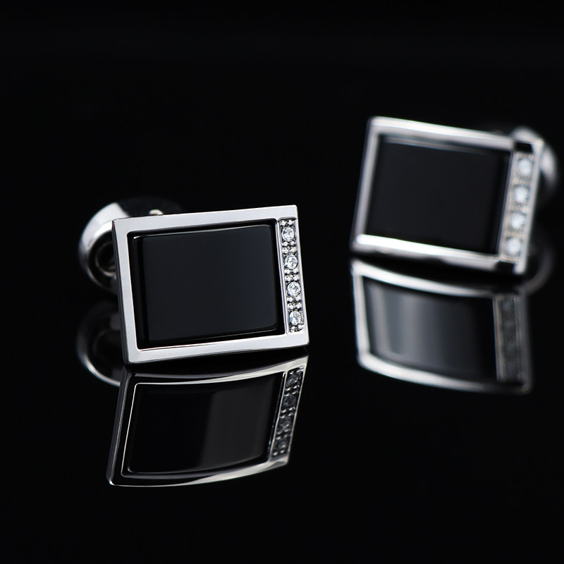 Agate Cufflinks for Men, French Shirt Cuff Studs, High-End Business Suit Cuff Studs, Light Luxury White Stone Cat's Eye Stone Gift Box