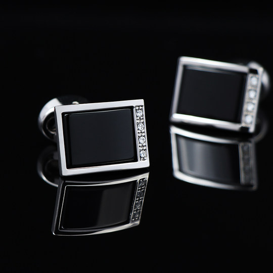 Agate Cufflinks for Men, French Shirt Cuff Studs, High-End Business Suit Cuff Studs, Light Luxury White Stone Cat's Eye Stone Gift Box