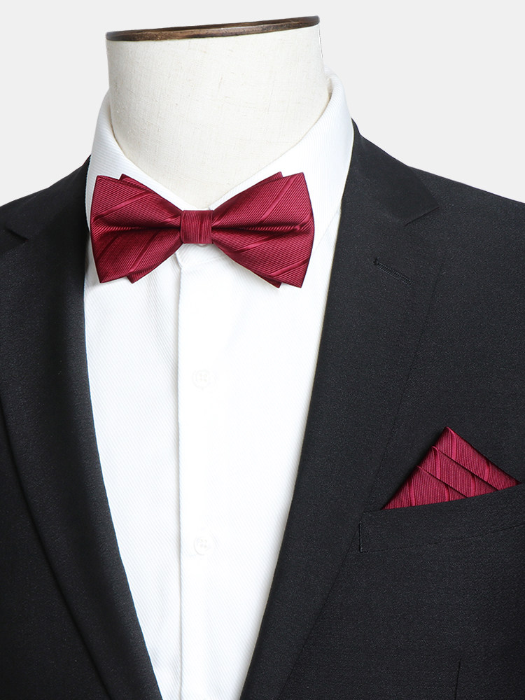 Red Tie Wedding Men's High-End Groom Wedding Suit Bow Tie Solid Color Formal Wear Groomsman Matte Burgundy Tie