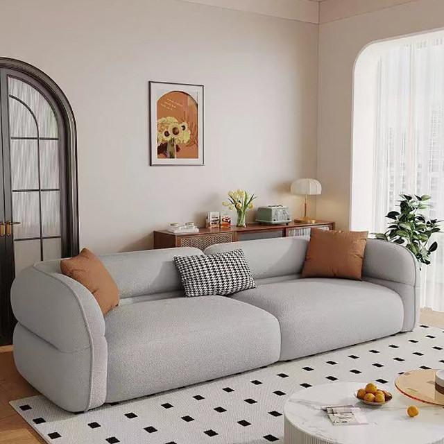 ສີຄີມແບບ fabric sofa ຫ້ອງດໍາລົງຊີວິດ 2023 ອາພາດເມັນຂະຫນາດນ້ອຍໃຫມ່ທີ່ທັນສະໄຫມປະສົມປະສານດຽວແຖວຊື່ເຟີນິເຈີ Foshan