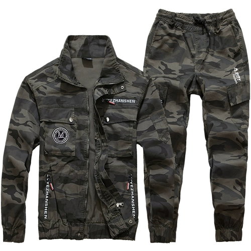 Осенний хлопковый эластичный камуфляжный износостойкий комбинезон, защита от ожогов