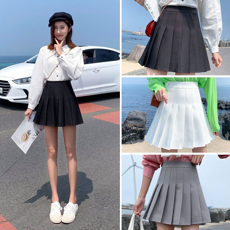 Black pleated skirt women's autumn and winter high waist skirt 2021 new spring and Autumn college large size thin a word trouser skirt