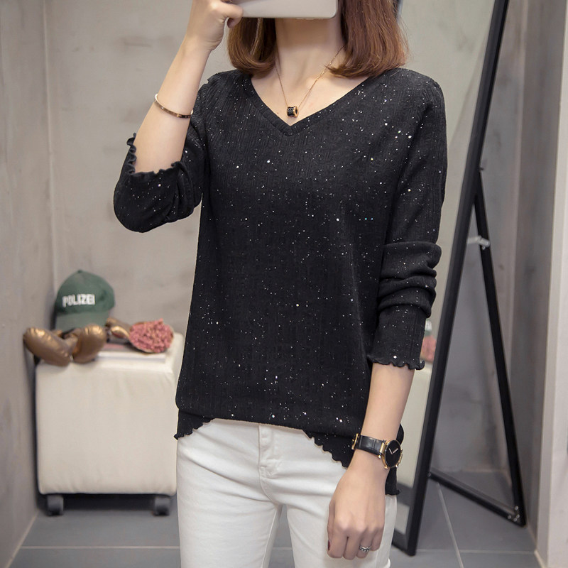 Large size women's T-shirt women's loose 2021 autumn new fat sister belly cover thin base shirt inner jacket