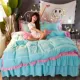 Váy ngủ công chúa gió bốn mảnh trải giường mùa hè cô gái trái tim quilt chăn ren bộ 4