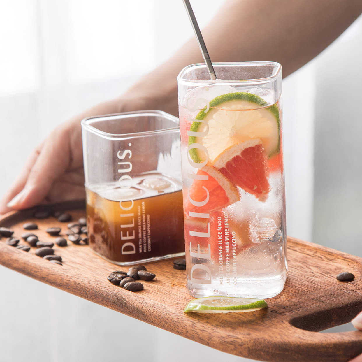 Household square transparent glass in juice cup yogurt muss cocktail glass cup