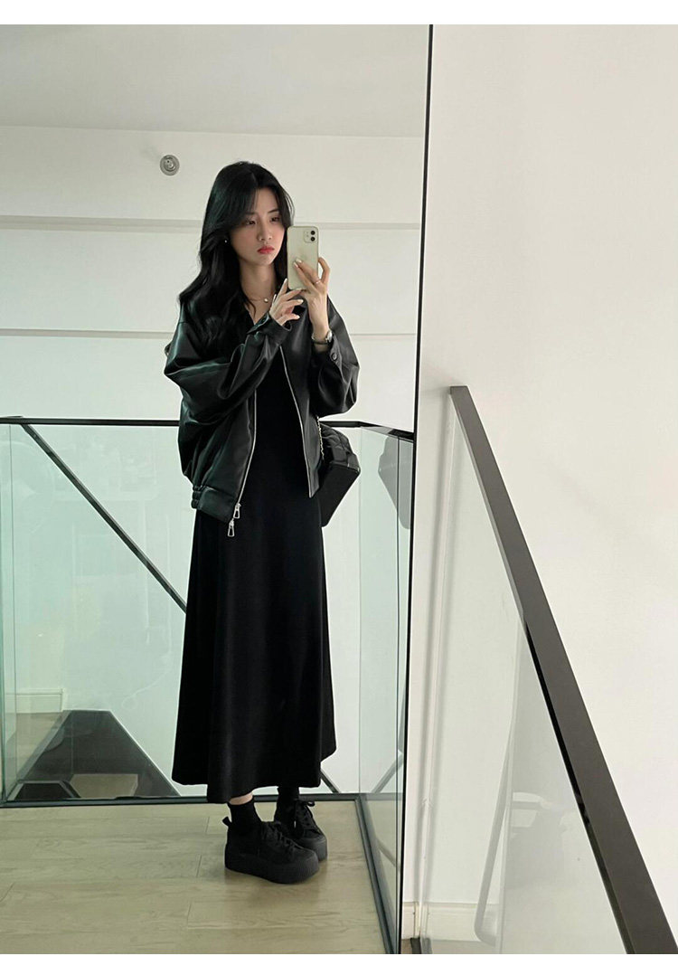 Кожаная куртка 皮衣外套女黑色皮夹克2024年春秋新款爆款短款独特小个子超飒流行