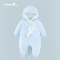 Hani Sky newborn baby warm jumpsuit winter thick baby out clothes gilt hooded clothes