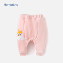 Hani Sky Baby pants autumn and winter New fleece trousers baby warm casual big pp pants can open crotch