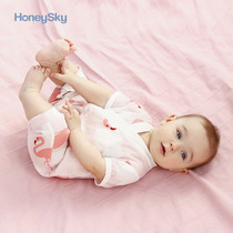 Hani Sky baby cotton gauze jumpsuit short sleeve summer men and women Baby and Hei clothes newborn climbing suit
