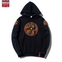 Plus velvet thick hooded clothes men embroidery 2021 new national tide National Wind Dragon Robe long sleeve pullover loose clothes