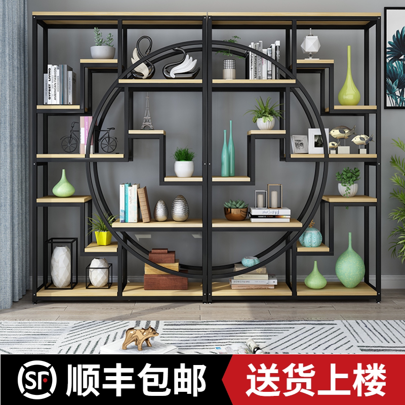Simple entrance shelf Office display rack Wrought iron partition screen Dining room flower rack decorative rack Home bookshelf